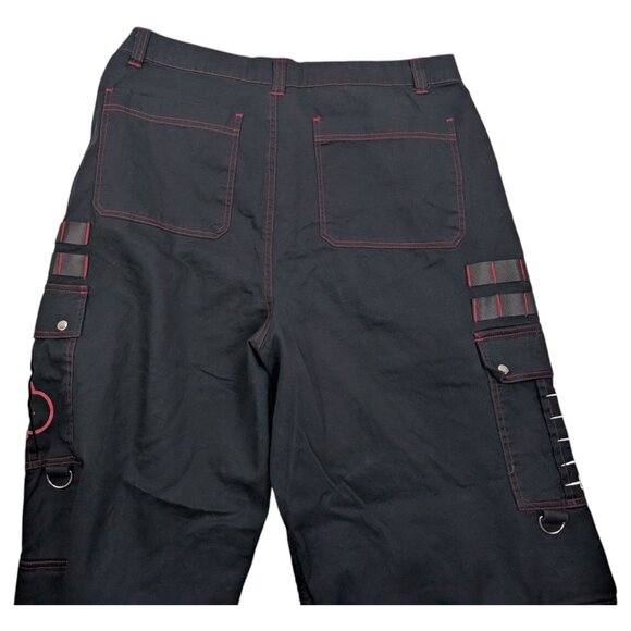 Hot Topic Naruto Shippuden Akatsuki Mesh Wide Leg Cargo Pants Size 13 Emo Grunge - Picture 7 of 14